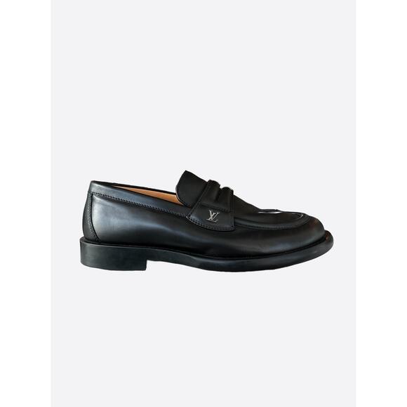 Louis Vuitton Black & Silver Logo Dandy Loafers - Picture 1 of 6